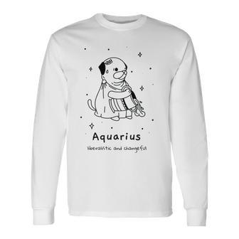 Pug Dog Aquarius Zodiac Sign Astrology Long Sleeve T-Shirt T-Shirt | Mazezy