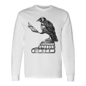 Raven Raven Reading Poetry Lover Raven Long Sleeve T-Shirt | Mazezy