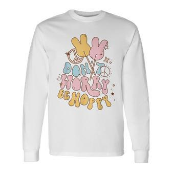 Retro Groovy Easter Bunny Happy Easter Dont Worry Be Hoppy Long Sleeve T-Shirt T-Shirt | Mazezy