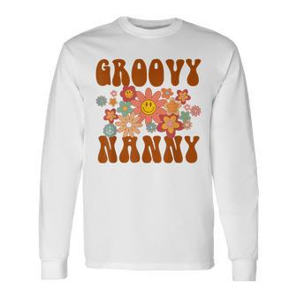 Retro Groovy Nanny Matching 1St Birthday Party Long Sleeve T-Shirt T-Shirt | Mazezy
