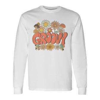 Retro Groovy Peace Sign Love 1960S 1970S Hippie Long Sleeve T-Shirt T-Shirt | Mazezy