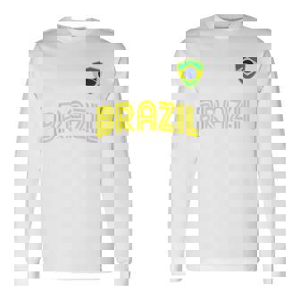 Retro Style Brazil Soccer Team Brasil Football Fans Men Women Long Sleeve T-Shirt T-shirt Graphic Print - Thegiftio