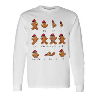 Santa Hat Gingerbread Equation Funny Christmas Math Teacher Men Women Long Sleeve T-shirt Graphic Print Unisex - Seseable