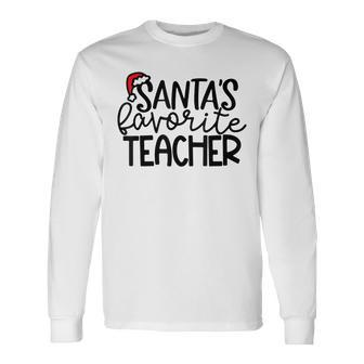 Santas Favorite Teacher Christmas For Teacher Women Men Women Long Sleeve T-Shirt T-shirt Graphic Print - Thegiftio UK