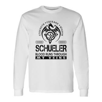 Schueler Blood Runs Through My Veins Long Sleeve T-Shirt - Seseable