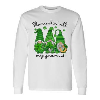 Shamrockin With My Gnomies St Patricks Day Gnome Shamrock Long Sleeve T-Shirt - Thegiftio UK