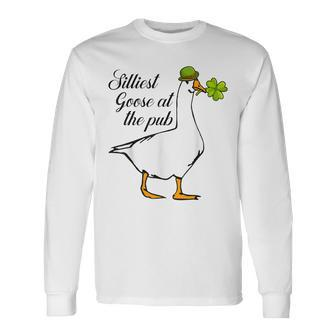 Silliest Goose At The Pub St Patricks Day Goose Meme Long Sleeve T-Shirt T-Shirt | Mazezy
