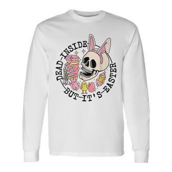 Skeleton Bunny Ears Coffee Dead Inside But Its Easter Day Long Sleeve T-Shirt T-Shirt | Mazezy