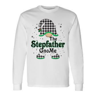 Stepfather Gnome Buffalo Plaid Matching Christmas Pajama Men Women Long Sleeve T-shirt Graphic Print Unisex - Seseable