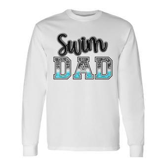 Swim Dad Swimming Diving Camo Western Fathers Day Long Sleeve T-Shirt - Thegiftio UK