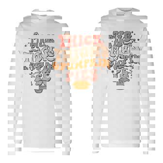 Thick Thighs Pumpkin Pies Autumn Thanksgiving Groovy Retro Men Women Long Sleeve T-Shirt T-shirt Graphic Print - Thegiftio