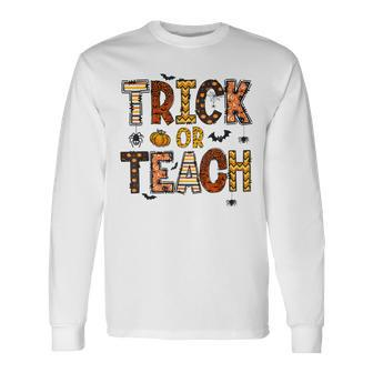 Trick Or Teach Halloween Teacher Men Women Men Women Long Sleeve T-Shirt T-shirt Graphic Print - Thegiftio UK