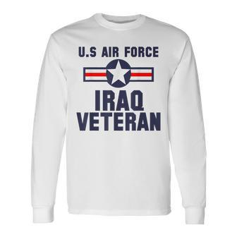 Us Air Force Iraq Veteran Cool Gift Men Women Long Sleeve T-shirt Graphic Print Unisex | Seseable UK