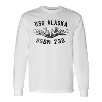 Uss Alaska Ssbn 732 Submarine Badge Vintage Long Sleeve T-Shirt - Seseable