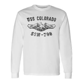 Uss Colorado Ssn-788 Attack Submarine Badge Vintage Long Sleeve T-Shirt - Seseable