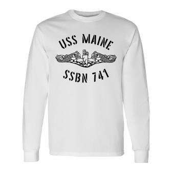 Uss Maine Ssbn 741 Submarine Vet Sub Mariner Long Sleeve T-Shirt - Seseable