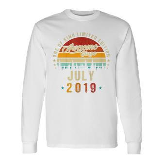 Vintage 4Th Birthday Awesome Since July 2019 Epic Legend Long Sleeve T-Shirt - Seseable