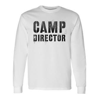 Vintage Camp Director Camping Host Chaos Coordinator Orange Long Sleeve T-Shirt - Seseable
