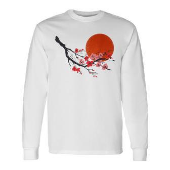 Vintage Sakura Cherry Blossom Tree Japanese Culture Long Sleeve T-Shirt - Seseable