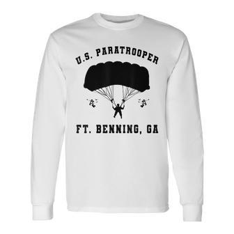 Vintage Wwii Us Paratrooper Veteran Gifts Men Women Long Sleeve T-shirt Graphic Print Unisex - Seseable