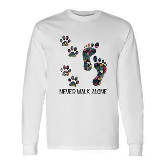 Never Walk Alone Day Truck Shamrock Paw Dog Flower Dog Friends Dog Lover Men Women Long Sleeve T-Shirt T-shirt Graphic Print - Thegiftio UK