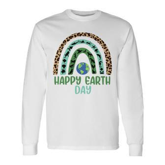 Wild And Sea Animals Happy Earth Day Rainbow Long Sleeve T-Shirt T-Shirt | Mazezy