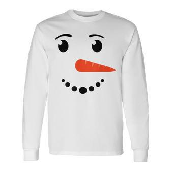 Winter Snowman Face Costume Christmas Snowman Men Women Long Sleeve T-shirt Graphic Print Unisex - Seseable