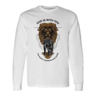 Zephaniah 317 Christian Men Dad Husband Jesus Lion Long Sleeve T-Shirt - Seseable