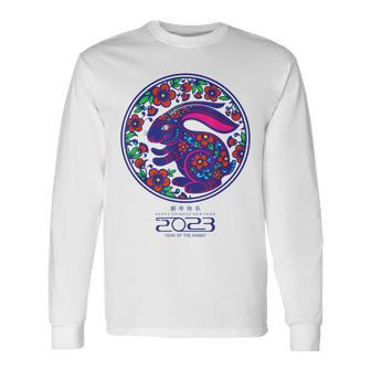 Zodiac Happy Chinese New Year Outfit Year Of The Rabbit 2023 V2 Long Sleeve T-Shirt - Thegiftio UK
