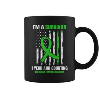 1 Year Cancer Free Non Hodgkins Lymphoma Survivor Usa Flag Coffee Mug - Seseable