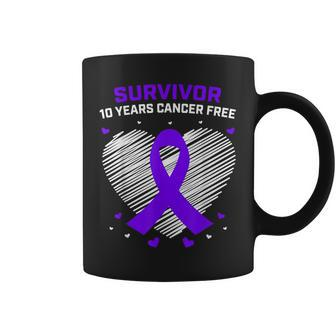 10 Years Cancer Free Purple Pancreatic Cancer Survivor Gifts Coffee Mug - Seseable