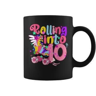 10 Years Old Birthday Rolling Into 10 Years Roller Skates Coffee Mug | Mazezy