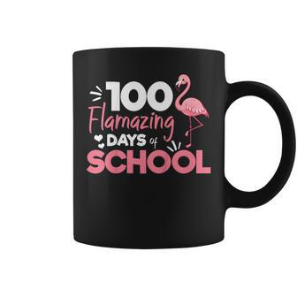 100 Amazing Days Of School Cute Flamingo Pun Student Teacher Coffee Mug | Mazezy