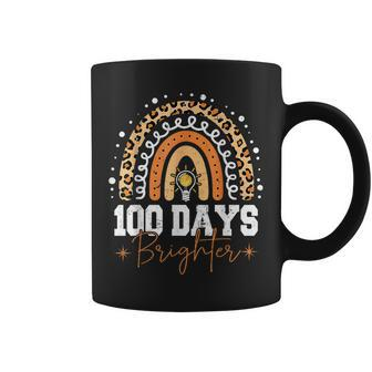 100 Days Brighter Happy 100Th Day Of School Rainbow Leopard Coffee Mug - Thegiftio UK