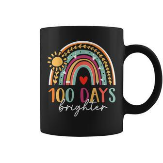 100 Days Brighter Teacher Student 100 Days Of School Rainbow V2 Coffee Mug | Mazezy