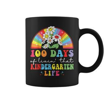 100 Days Of Livin That Kindergarten Hippie Rainbow Teacher Coffee Mug - Thegiftio UK