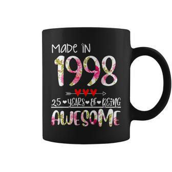 25Th Birthday Gifts For Women Floral Made In 1998 Birthday Coffee Mug - Seseable