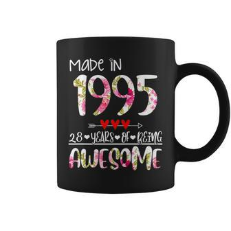 28Th Birthday Gifts For Women Floral Made In 1995 Birthday Coffee Mug - Seseable