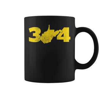 304 West Virginia Area Code Fan And Local Distressed Look Coffee Mug - Seseable