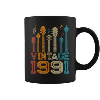32Nd Birthday Gifts Vintage 1991 Guitarist Guitar Lovers Coffee Mug - Seseable