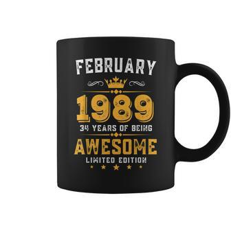 34 Years Old Gifts Vintage February 1989 34Th Birthday Coffee Mug - Seseable