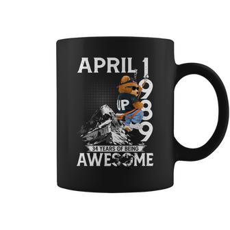 34Th Birthday Gifts Vintage April 1989 34 Years Old For Men Coffee Mug | Mazezy