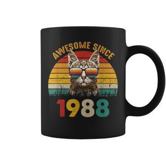 35Th Birthday 35 Year Cat Lover Vintage Awesome Since 1988 Coffee Mug - Seseable