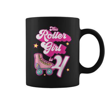 4 Year Old Birthday Skate Kids Roller Girl Skating 4Th Bday Coffee Mug - Thegiftio UK