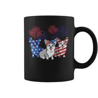 4Th Of July American Flag Corgi Patriotic Dog Mens Womens Coffee Mug | Mazezy