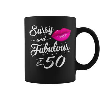 50Th Birthday Gift Tshirt Sassy And Fabulous 50 Year Old Tee Coffee Mug | Mazezy