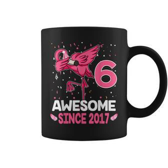 6 Years Old Awesome Since 2017 Dab Flamingo 6Th Birthday Coffee Mug - Seseable