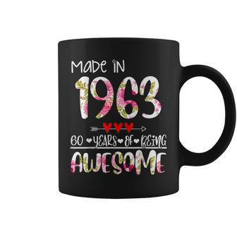 60Th Birthday Gifts For Women Floral Made In 1963 Birthday Coffee Mug - Seseable
