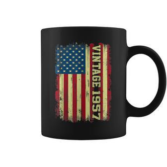66 Year Old Gifts Vintage 1957 American Flag 66Th Birthday Coffee Mug - Seseable