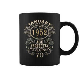 70Th Vintage Birthday For Man Myth Legend January 1952 Gift For Mens Coffee Mug - Seseable